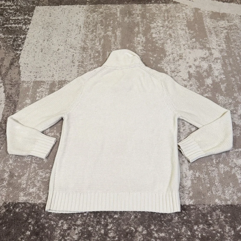 Banana Republic Sweater Mens Large Cream Fisherman Shawl Cable Knit Thick 3D